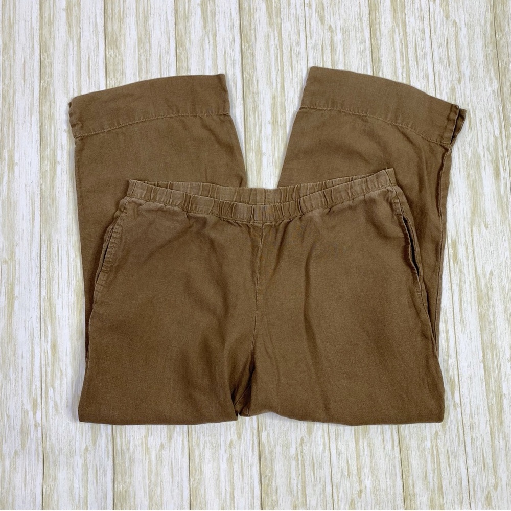 J. Jill Love Linen Brown 100% Linen Pull On Cropped Pants